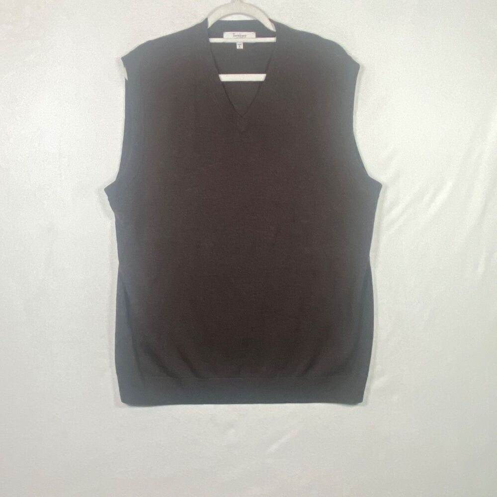 Turnbury 100% Merino Wool Brown Knit Vest Men’s Size L Sleeveless V-Neck